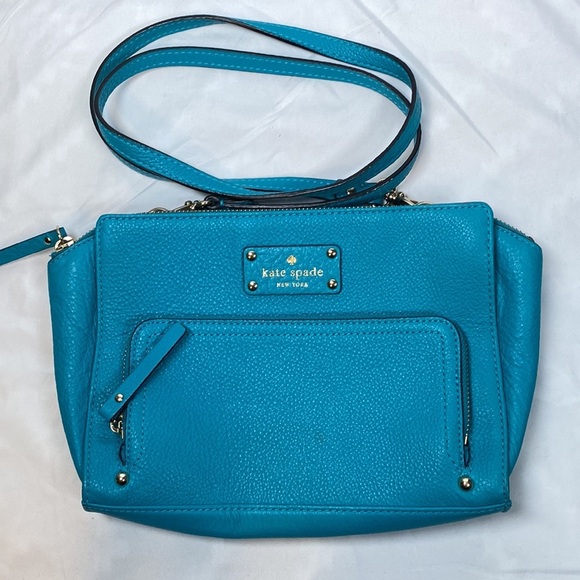 Kate Spade | Pebbled Leather Turquoise Cross Body Bag | 9 x 7 x 1.5 inches - Picture 1 of 11